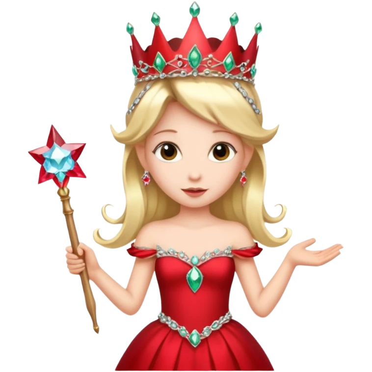 🧚🏻🪄💎 و تاج روی سر لباس قرمز emoji