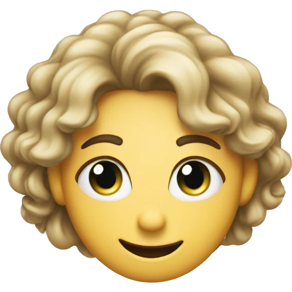 Emoj smiley sourire yeux verts cheveux mi longs bouclés  emoji