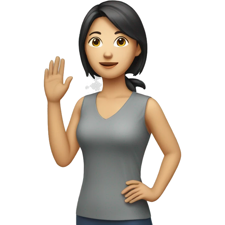 Asian woman (full body) (raising hand in air) emoji