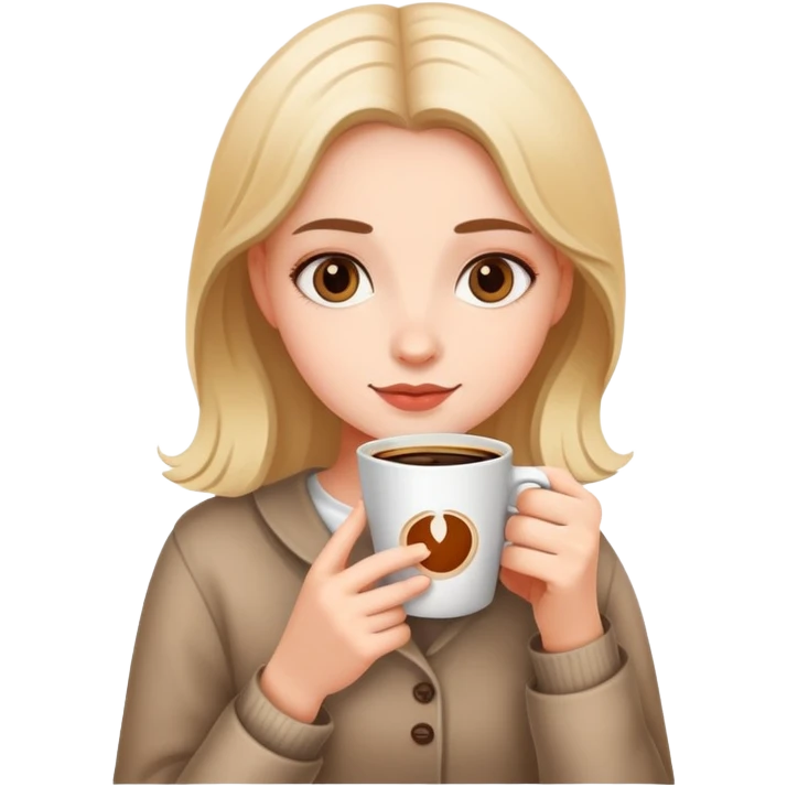 realistic girl with coffee emoji