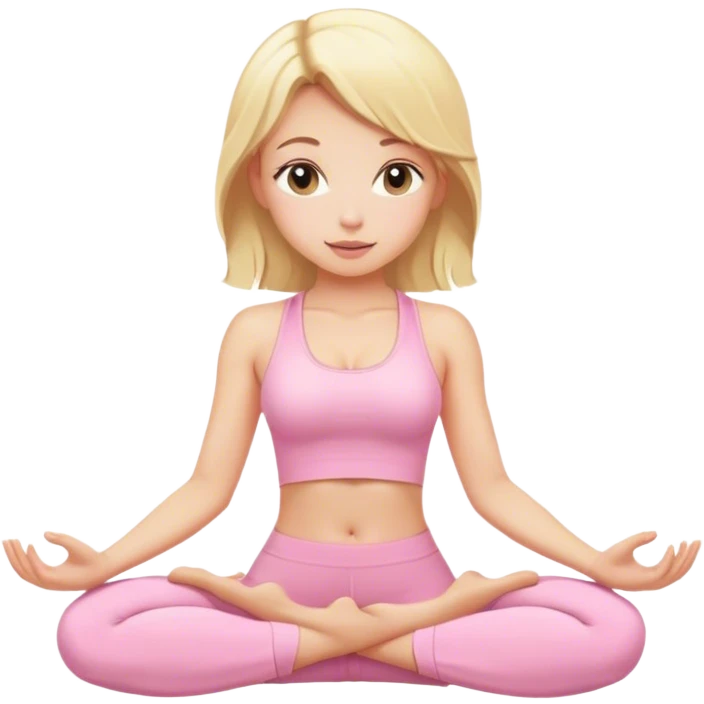 blonde yoga girl light pink clothes n emoji