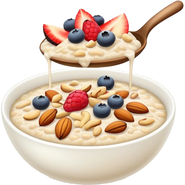 Porridge with fruit and nuts emoji