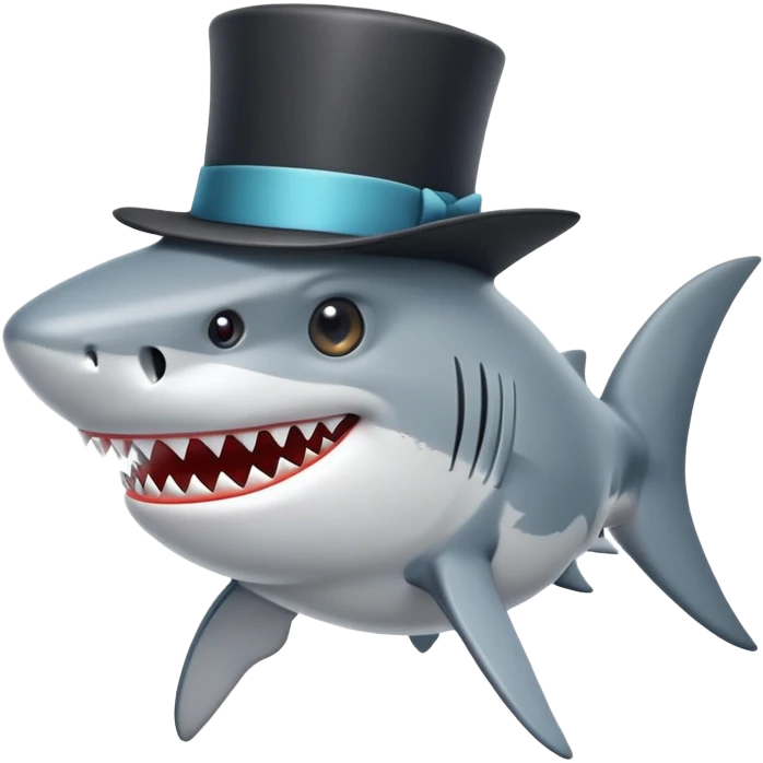 shark wearing a top hat emoji