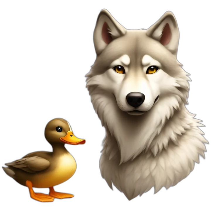 Duck love a wolf emoji