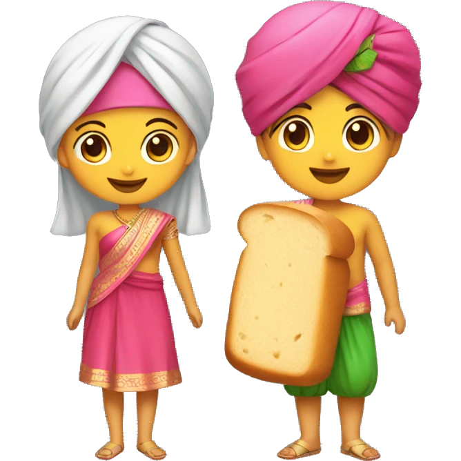 Make boy and girl image, boy with turban and little bread and girl with punjabi suit and both smilie emoji