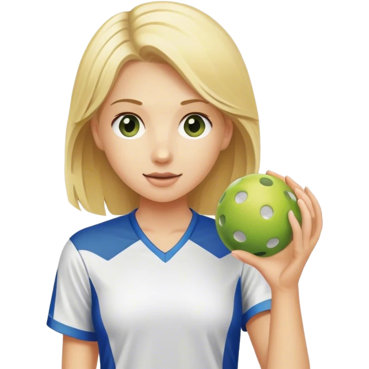 Blond girl holding a pickleball emoji