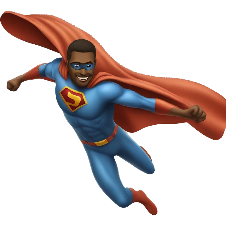 outdoor portrait of a man flying through the air superhero emoji