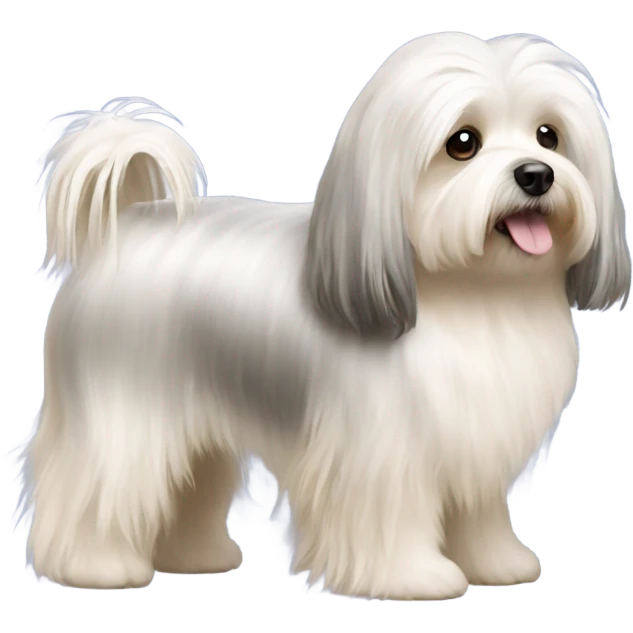 Side view of Havanese with long hair all the way down to the floor emoji