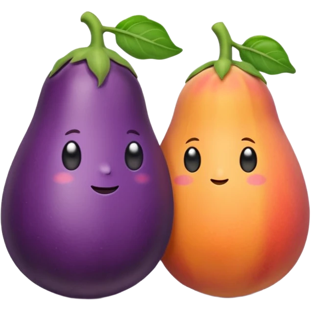 Eggplant and peach holding hands emoji