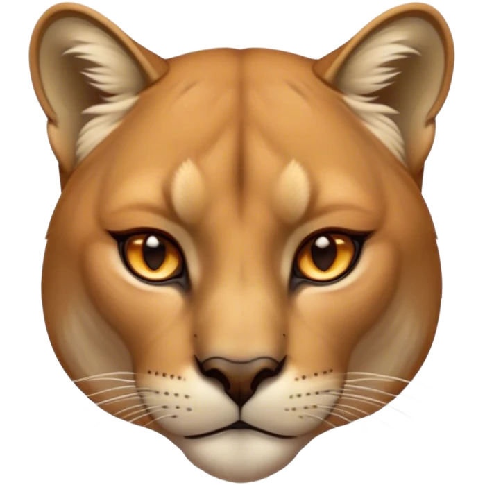 Cinematic Noble Cougar Portrait Emoji, Poised and regal, with a lithe, muscular build and a sleek, tawny Fur with subtle dark accents, deep-set soulful amber eyes, Simplified yet sharp and sophisticated features, highly detailed, glowing with a warm, dignified glow, high shine, intelligent and stealthy, stylized with an air of wild elegance, focused and attentive, soft glowing outline, capturing the essence of a watchful and confident predator, so majestic it feels as though it could silently pounce out of the screen with effortless authority! emoji