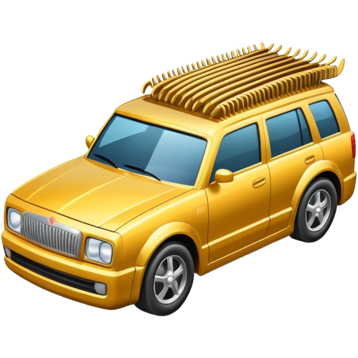 superhero car shaped like a giant comb with bristles, beard-themed vehicle emoji