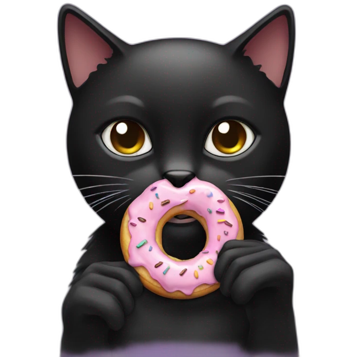 Black cat with donut emoji