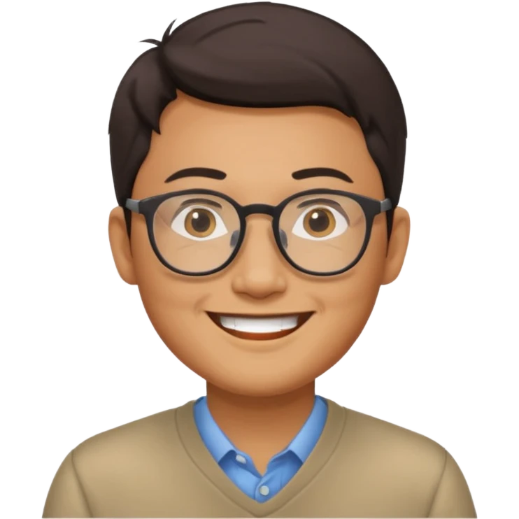 asian man wear glasses smile emoji