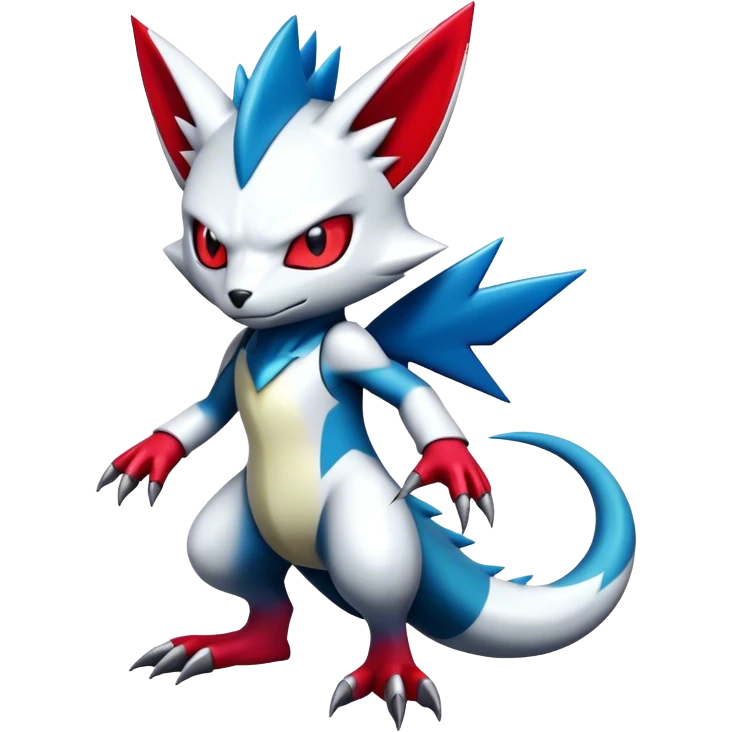 Cool Edgy Badass Shiny Futuristic Legendary Digimon-Sneasel-Zangoose-hybrid full body emoji