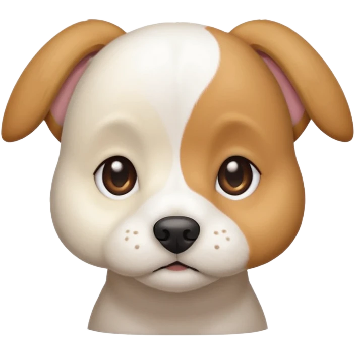 a white beagle x maltese x chi dog the size of a kelpie with light brown ears and a light brown patch on one eye emoji