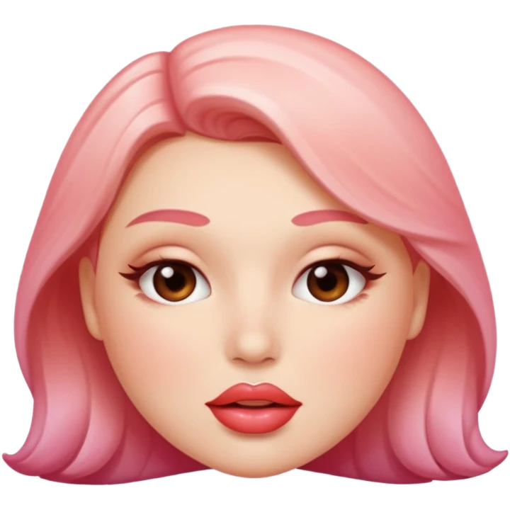 Glossy, plump lips biting the bottom lip, subtle shine on the top lip, soft blush gradient in the background for contrast. emoji