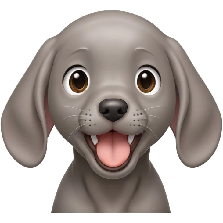cinematic-cute-yawning-weimaraner puppy-portrait-emoji,-head-tilted-slightly-with-a-dramatic,-wide-open-yawn,-revealing-a-sleek grey fur-with-a-subtle-shimmer,-floppy-ears-slightly-drooping,-round-brown-eyes-barely-open-in-drowsy emoji