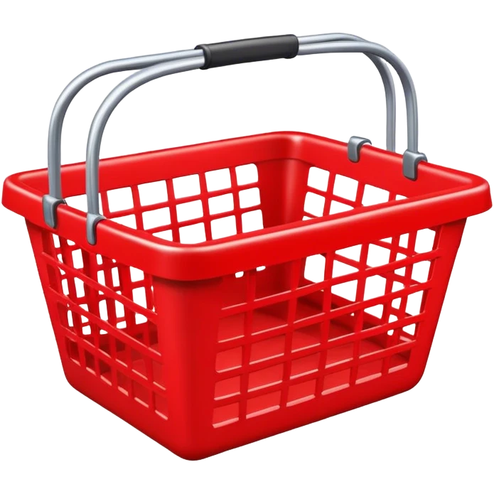 red shopping basket, empty emoji