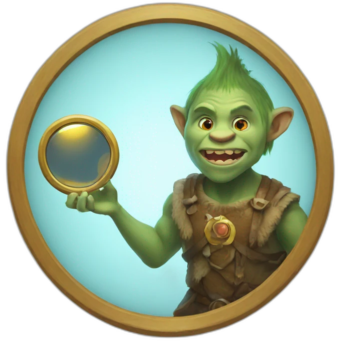 A troll with a magic mirror emoji