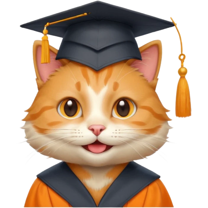happy cat wearing a graduation cap emoji