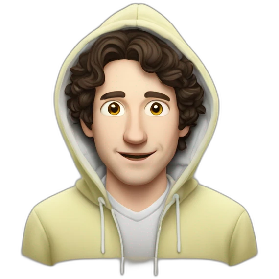 josh brener from silicon valley in hoodie hoplding Piña colada emoji