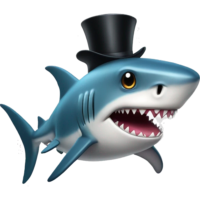Shark with a top hat emoji