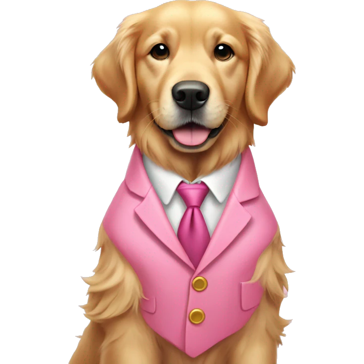 Golden retriever in pink suit  emoji