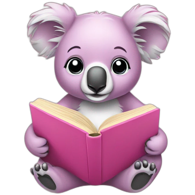 pink koala reading a book emoji