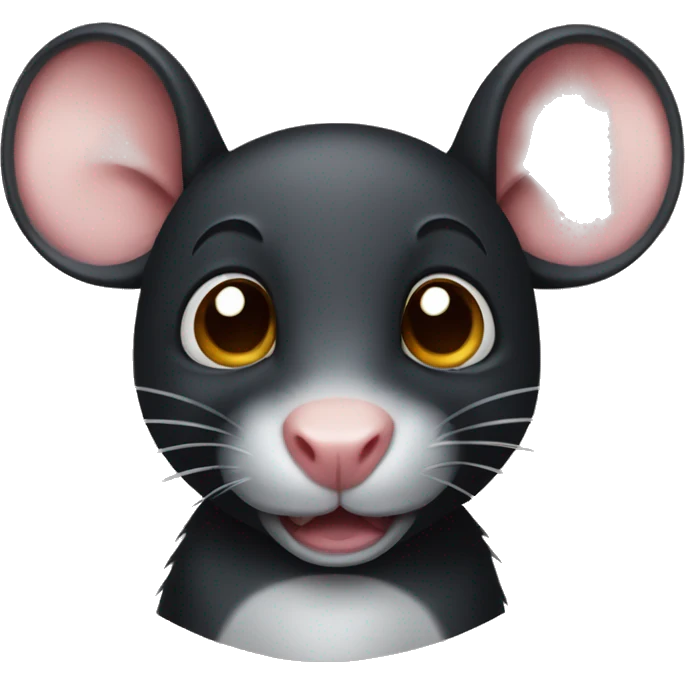 black cute rat with bitten ear emoji
