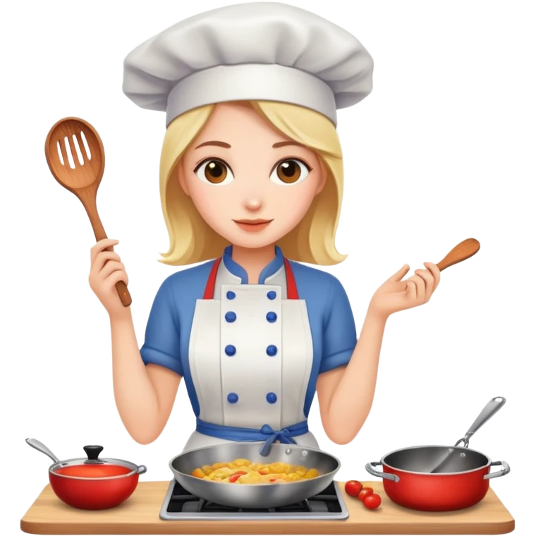 beautiful girl cooks emoji