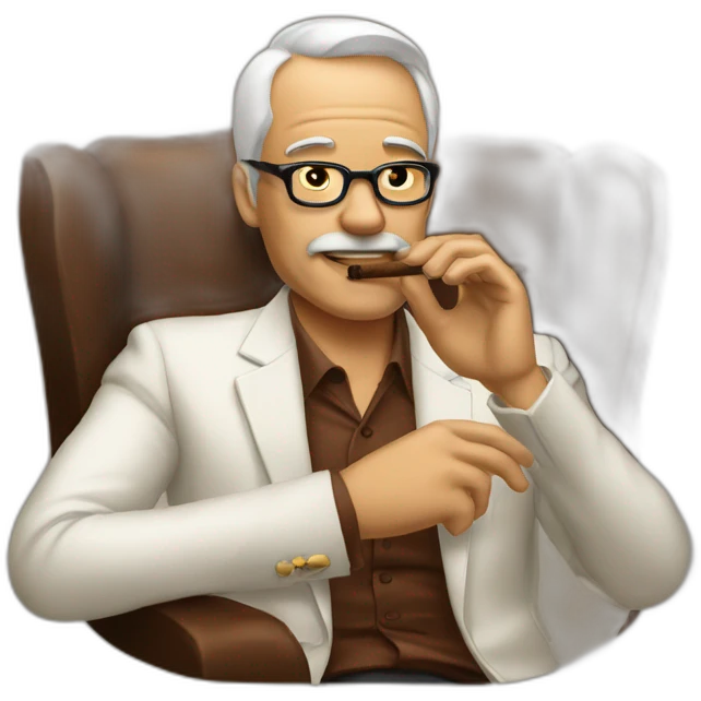 Man sitting down at cigar club smoking emoji