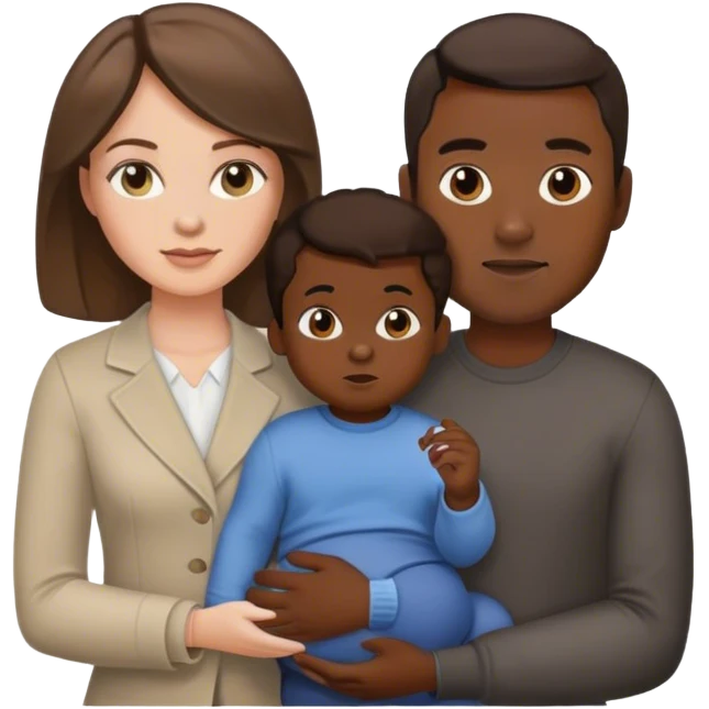 black man with white brunette woman and mixed baby boy  emoji