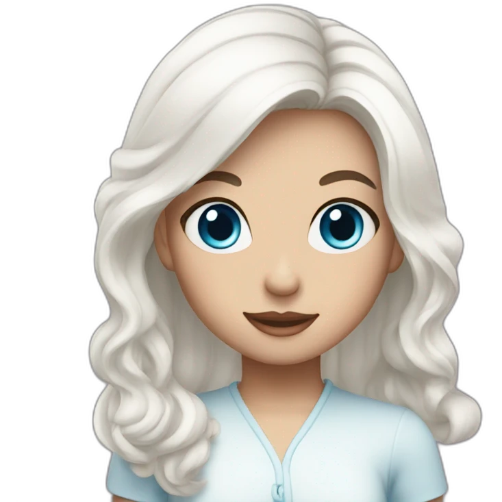 girl with white hair, blue eyes and birthday cake emoji
