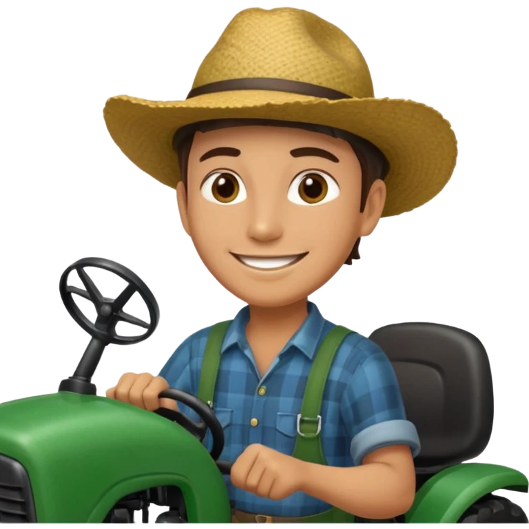 smiling farmer driving a tractor emoji