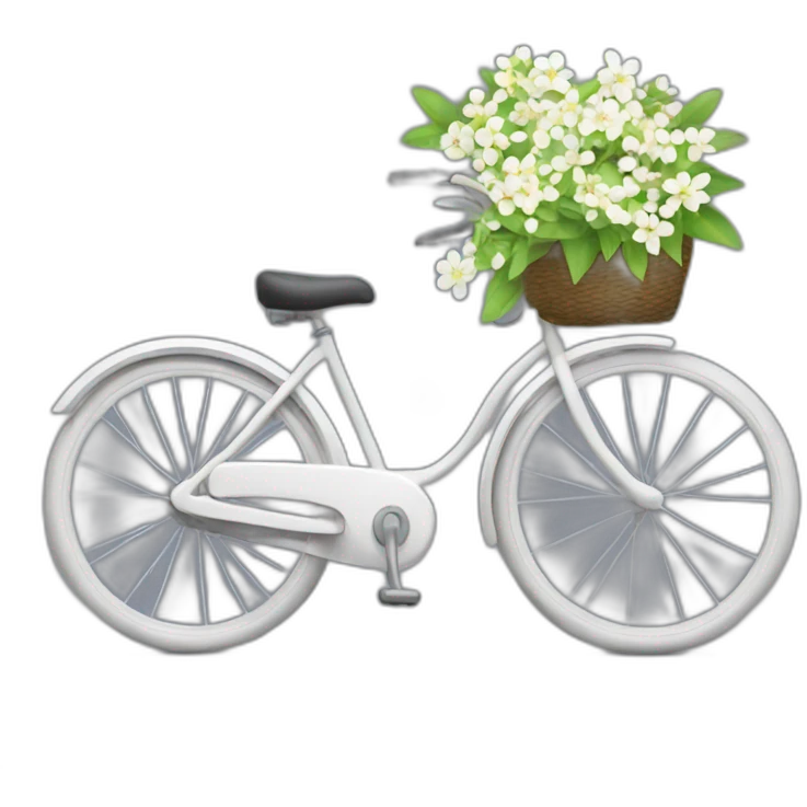 Bicycle with one tyre as jasmine flower emoji