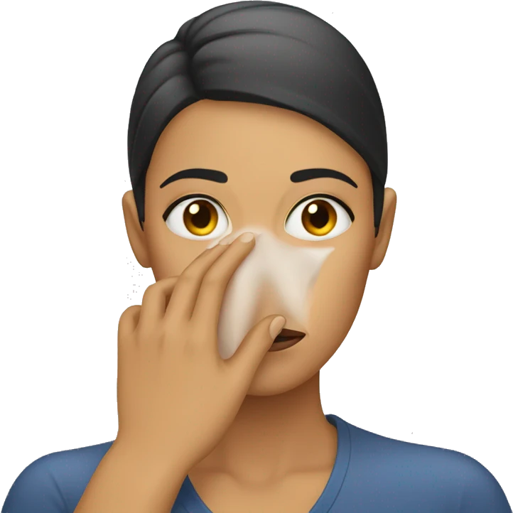 woman covering nose with hand smell bad emoji
