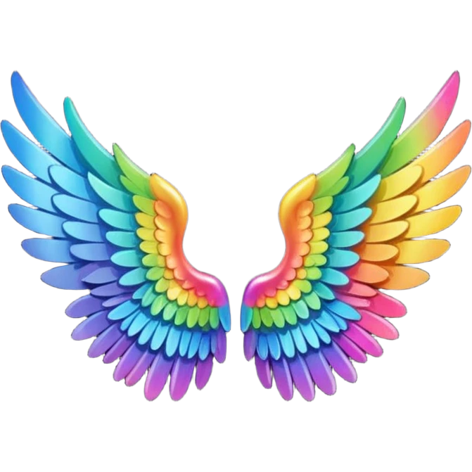 Tiny small left and right rainbow angel wings. emoji
