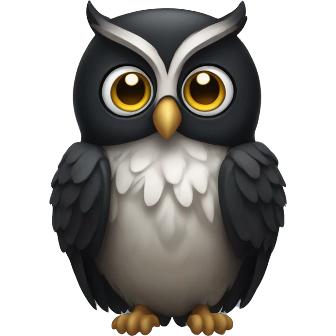 An owl wearing a black Nqy  emoji