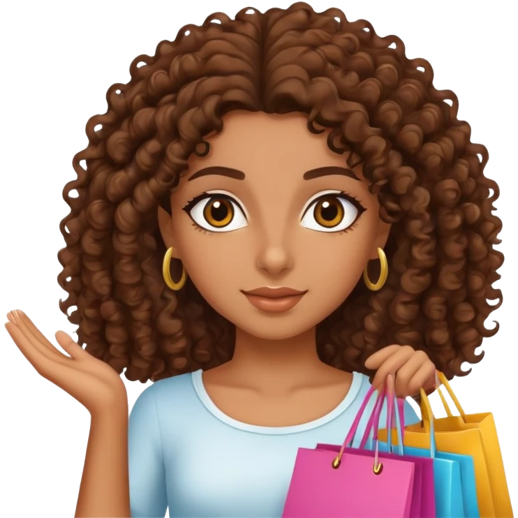 Brown Curly hair egyptian girl shopping emoji