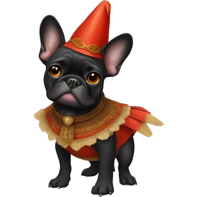 Black French Bulldog in turkey costume emoji