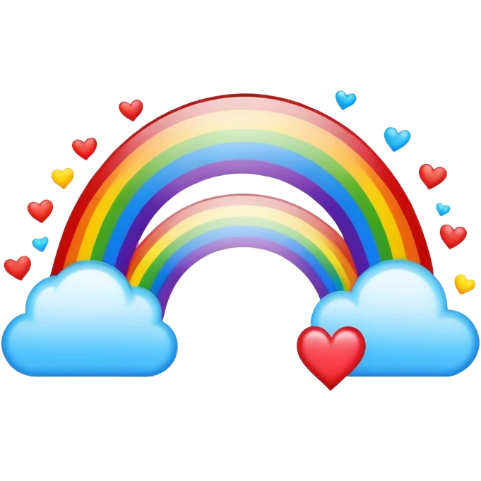 Double rainbow with hearts emoji