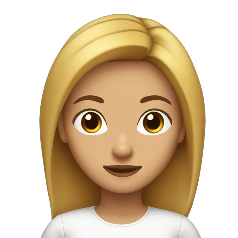 Mujer con pelo castaño ojos de color miel y cabello liso blanca  emoji
