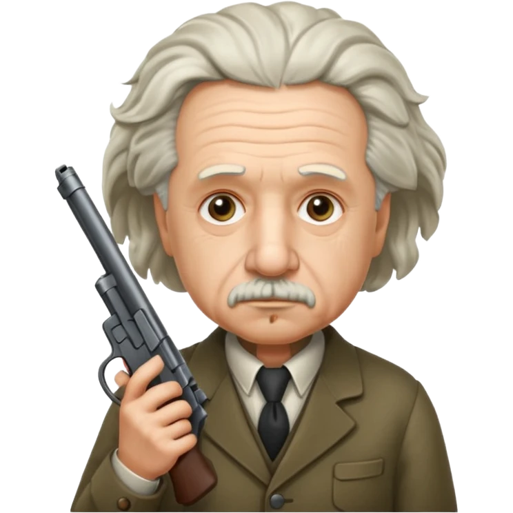 Albert Einstein holding a gun emoji