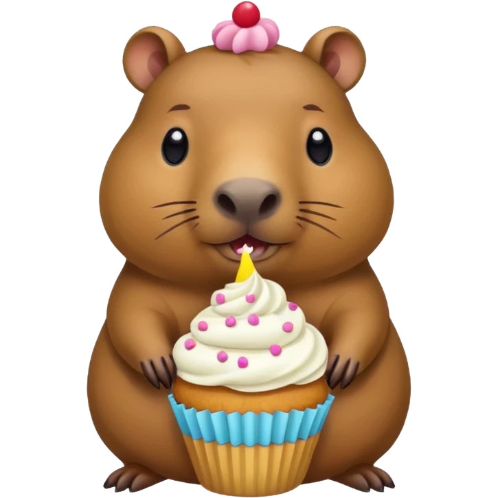 capybara with cupcake emoji