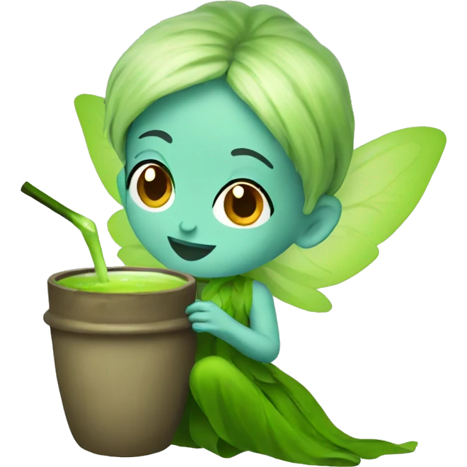 Fairy drinking a matcha emoji