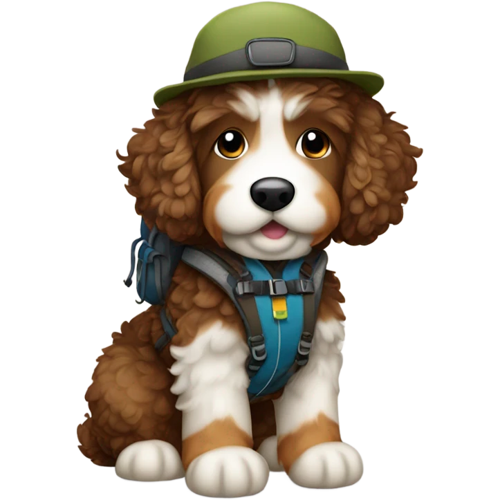 Bernedoodle dressed as hiker emoji