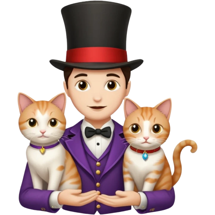 magician couple and their pet cat emoji