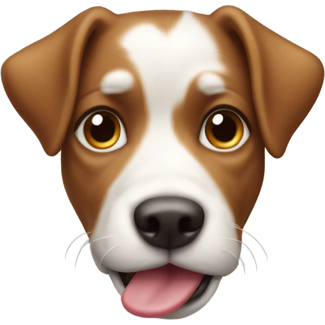 white and brown dog face tongue out emoji
