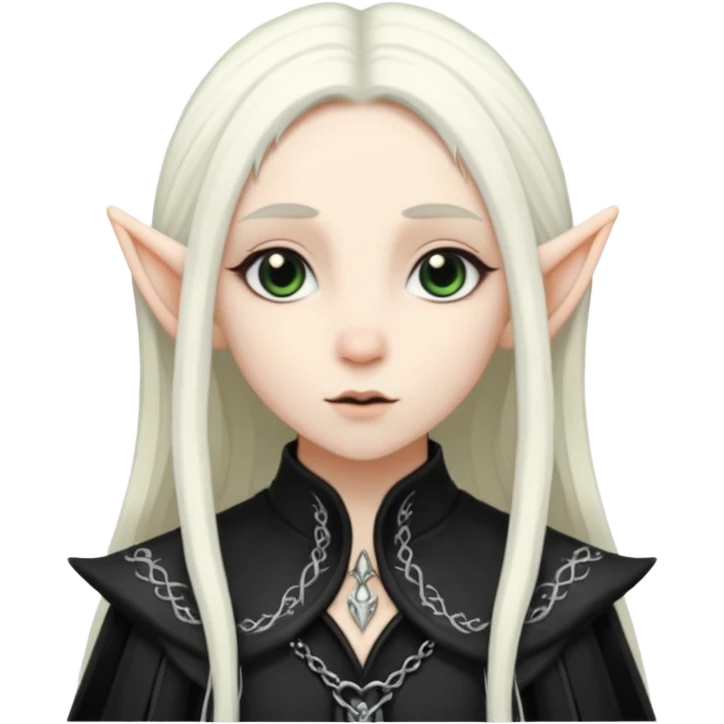 white long hair elf with goth cloth emoji