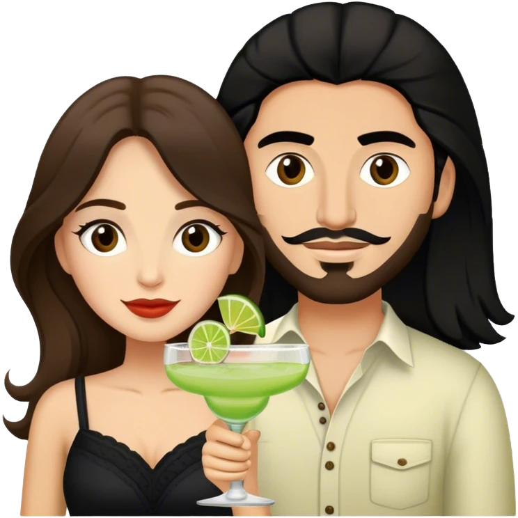 Brown haired Margarita Connoisseur with Latino boyfriend with long black hair  emoji